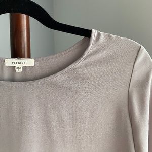 PELIONE - HEATHER GREY QTR BOW SLEEVE BLOUSE